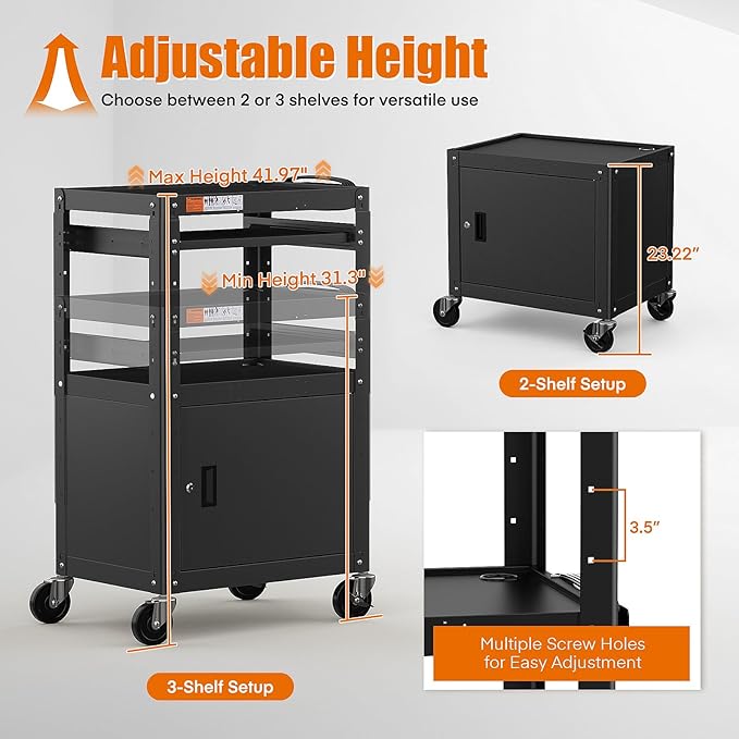 Steel Large AV Cart with Extra Storage - Image 5