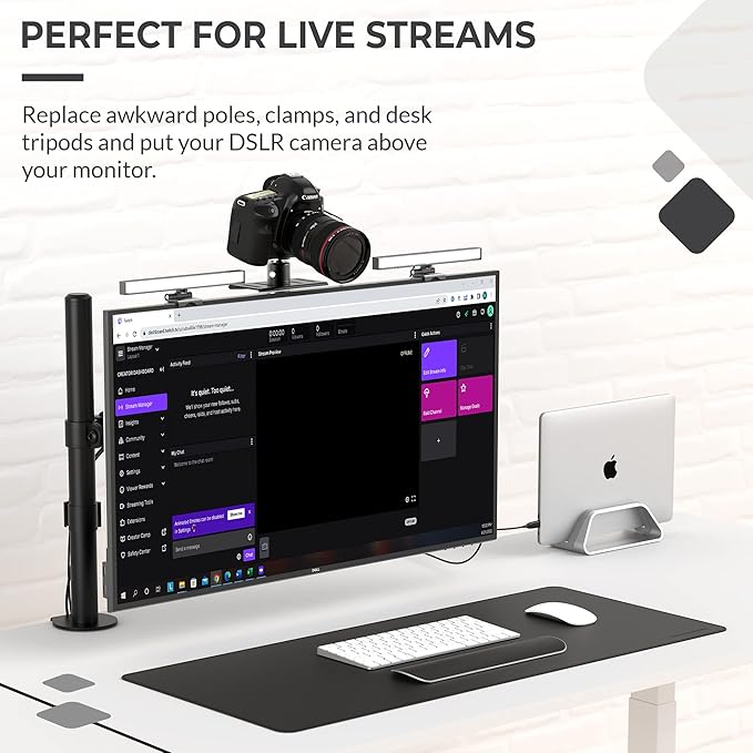 HumanCentric DSLR Monitor Mount Small, Desk Camera Mounting, Light Webcam - Image 4