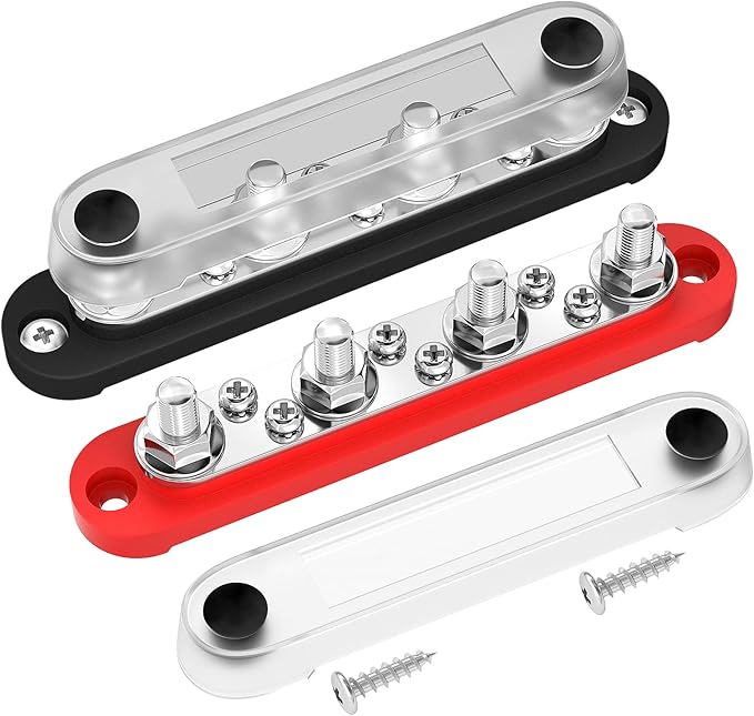 DAIERTEK Bus Bar Terminal Block 4 x 5/16" Terminal Stud, 6 x #8 Screw Terminal by DaierTek