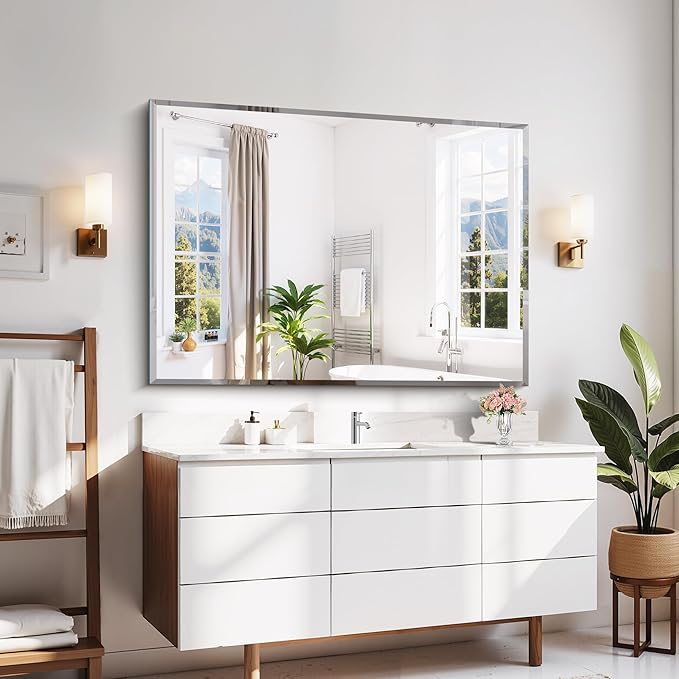 CILIBER Beveled Mirror, 55x36 Large Bathroom Mirrors - Image 8