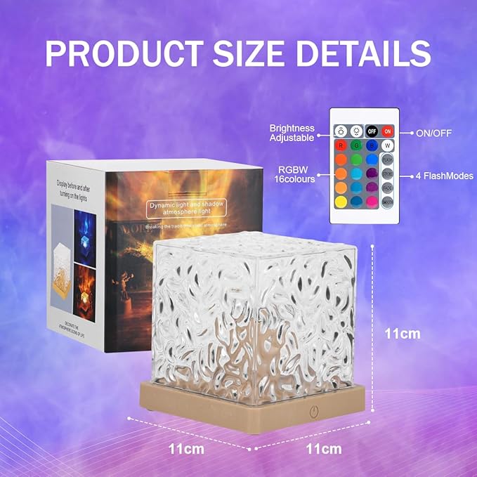 ACENZ Ocean Wave Projector Light, 16 Colors Ocean Lamp Water Ripple Cube Night - Image 4