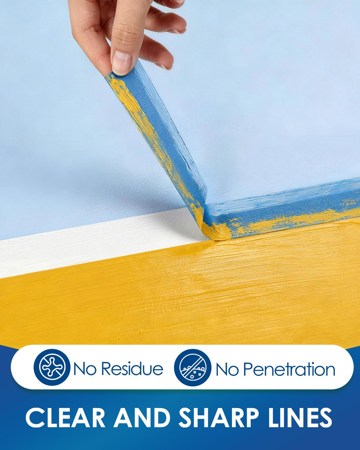 48 Rolls Blue Painters Tape 1 Inch Wide Bulk - Paint Tape UV Resistant | 0.94 In X 55 Yd Automotive & Wall Painting Tape, No Residue & Crisp Lines, Multi-Surface Use, Total 2640 Yds