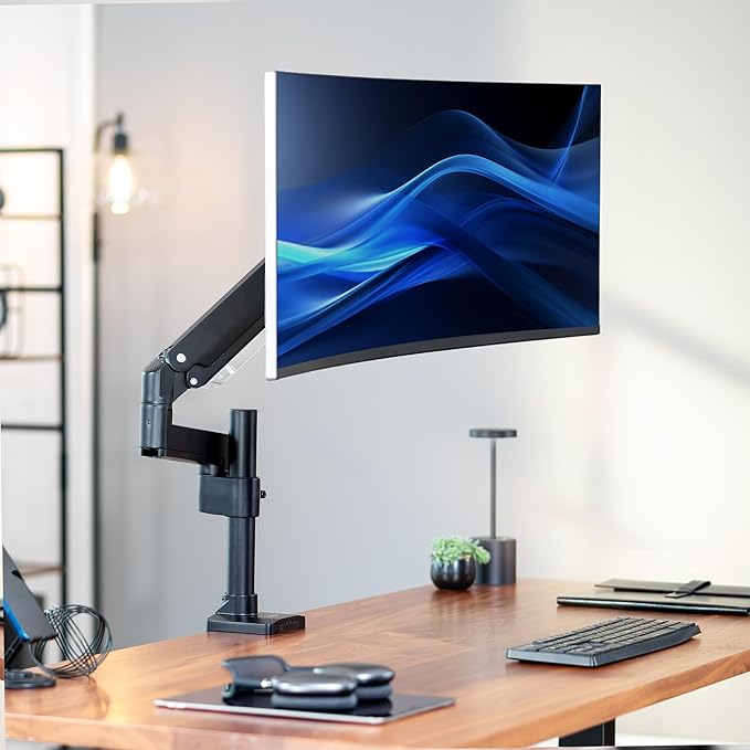 VIVO Premium Aluminum Single Screen Pneumatic Spring Monitor Arm Desk Mount - Image 2