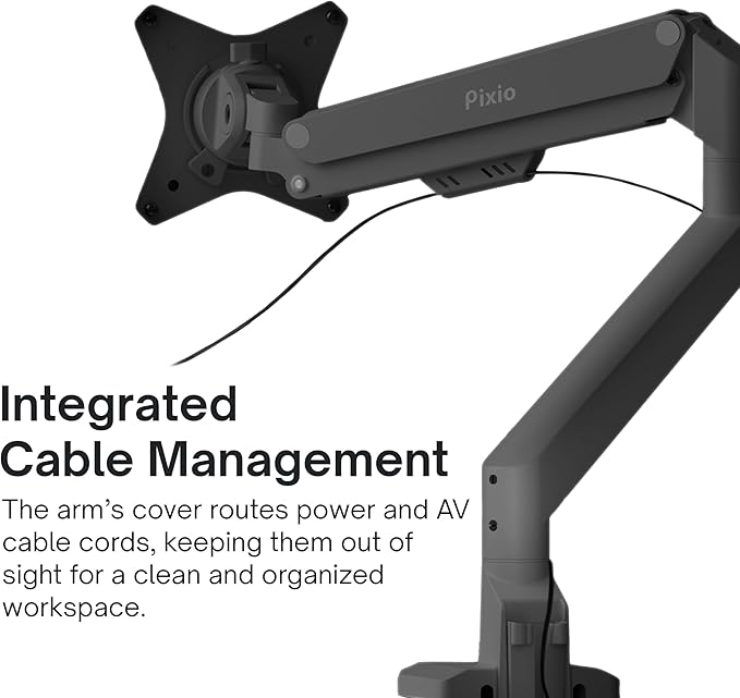 Pixio PS1S Wave Black Single Monitor Arm Stand Desk Mount - Image 5