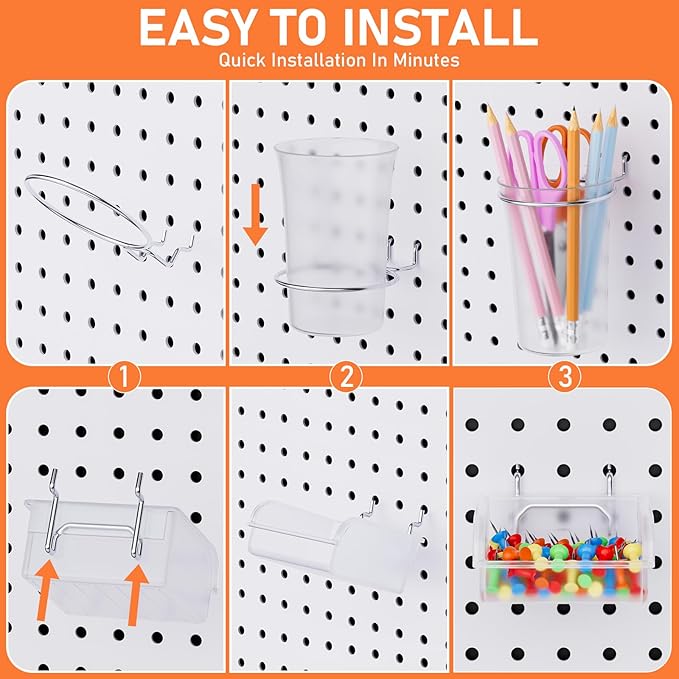 INCLY 30PCS Peg Board Organizer Accessories Kit, Pegboard Hooks Assortment - Image 5