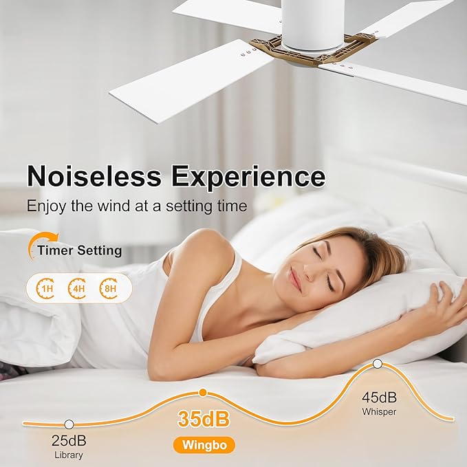 WINGBO 48 Inch Flush Mount Ceiling Fan without Light - Image 4