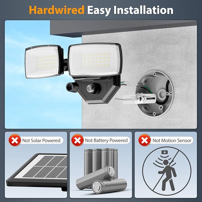 Onforu 32w 3200LM Dusk to Dawn Outdoor Lighting, 6500K Dual-Head Flood Light - Image 2