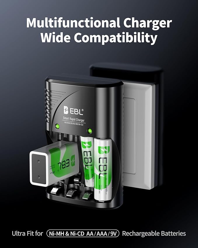 EBL 4-Bay Battery Charger for AA & AAA Rechargeable Batteries - Image 3