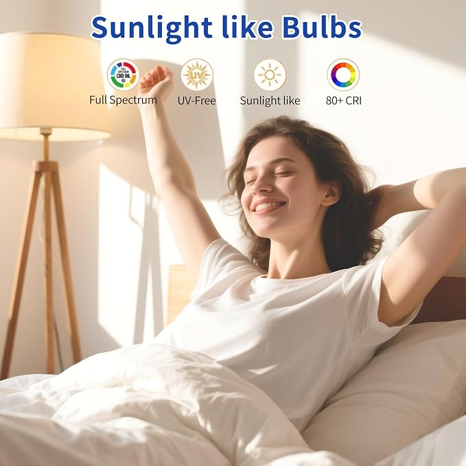 LQ BSDERA 2PK Full Spectrum Light Bulbs, 6000K Natural Light That Mimic Sunlight - Image 3