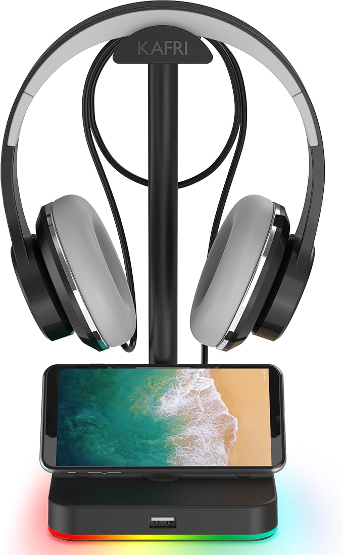 KAFRI RGB Headphone Stand with USB Hub Desk Gaming Headset Holder Hanger Rack by Unknown