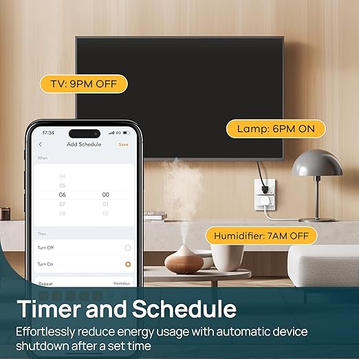 Linkind Matter Smart Plug with LED Night Light, Work with Alexa, Apple Home - Image 3