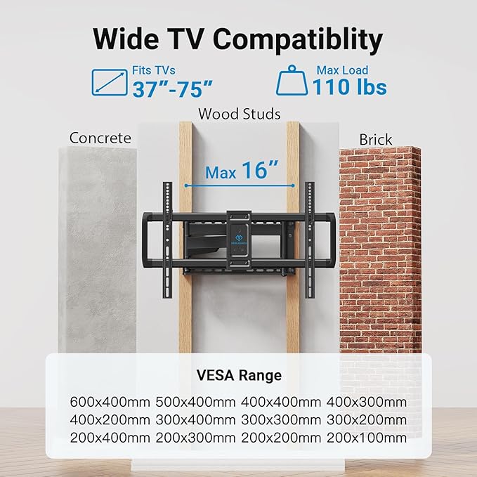 PERLESMITH Long Arm TV Wall Mount Full Motion - Image 2