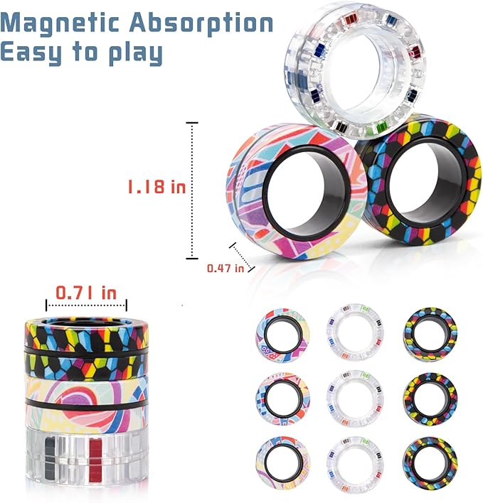 9Pcs Magnetic Rings Fidget Toys - Image 2