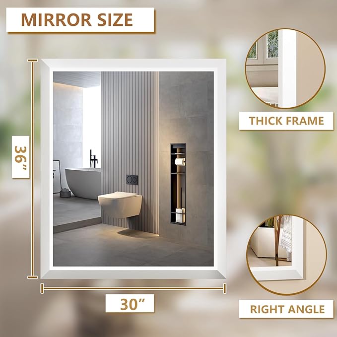 SMIROR Matte White Bathroom Mirror - Image 2
