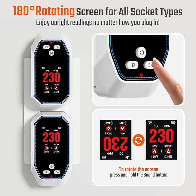 5-in-1 Carbon Monoxide Detectors Plug in, Natural Gas Leak & Smoke Alarm - Image 7