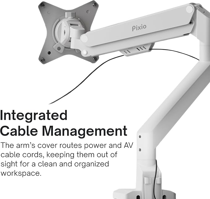 Pixio PS1S Wave White Single Monitor Arm Stand Desk Mount - Image 5