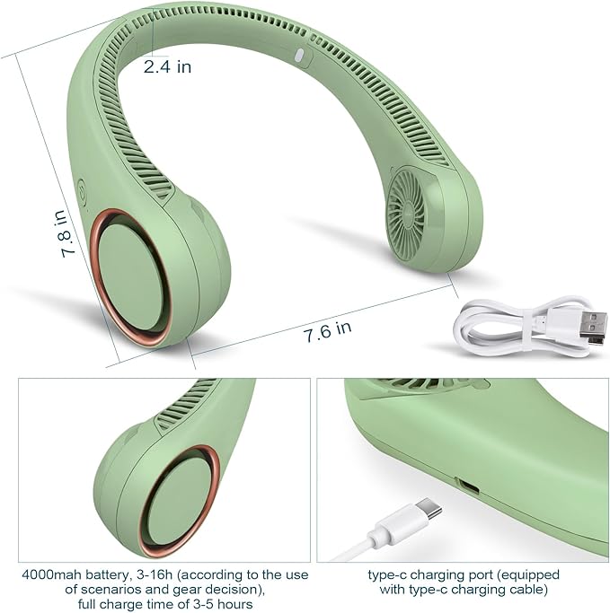 CIVPOWER Neck Fan: Portable Personal Neck Cooling Rechargeable Bladeless Fan - Image 3
