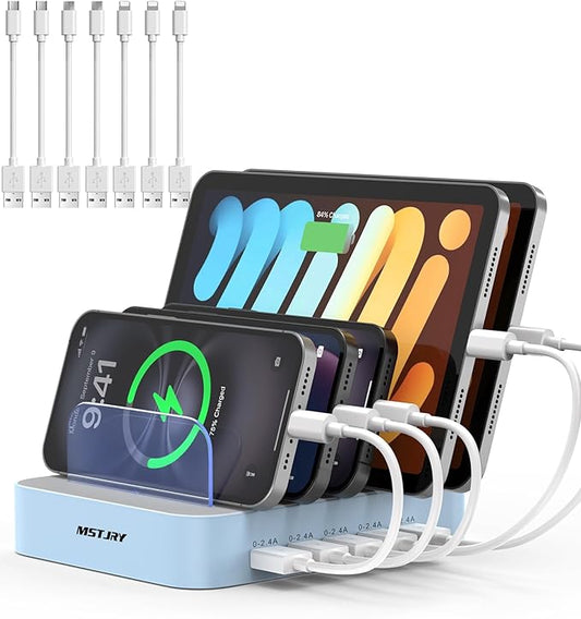 MSTJRY Charging Station for Multiple Devices : 5 Port Multi USB-A Charger by MSTJRY