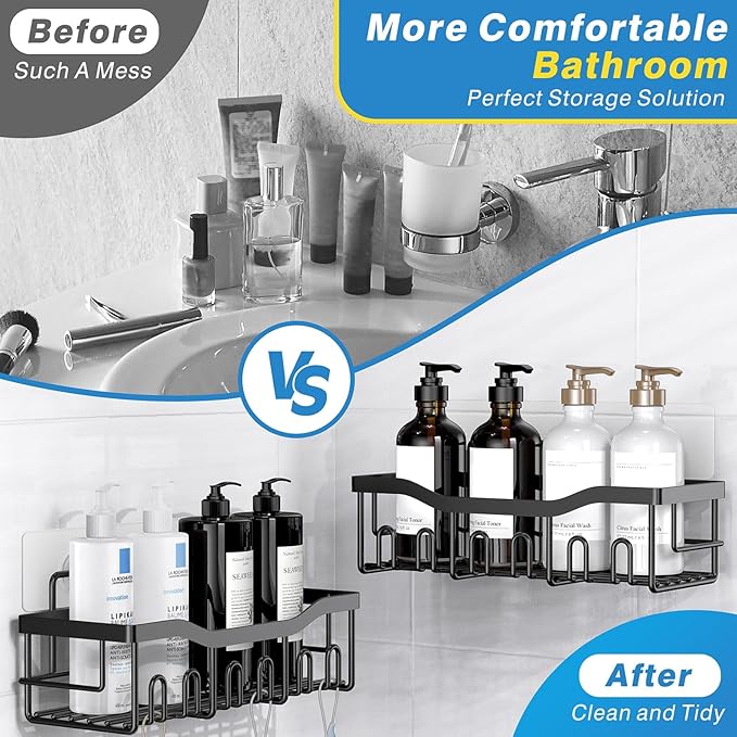 EUDELE Adhesive Shower Caddy, 5 Pack Rustproof Stainless Steel Bath Organizers - Image 3