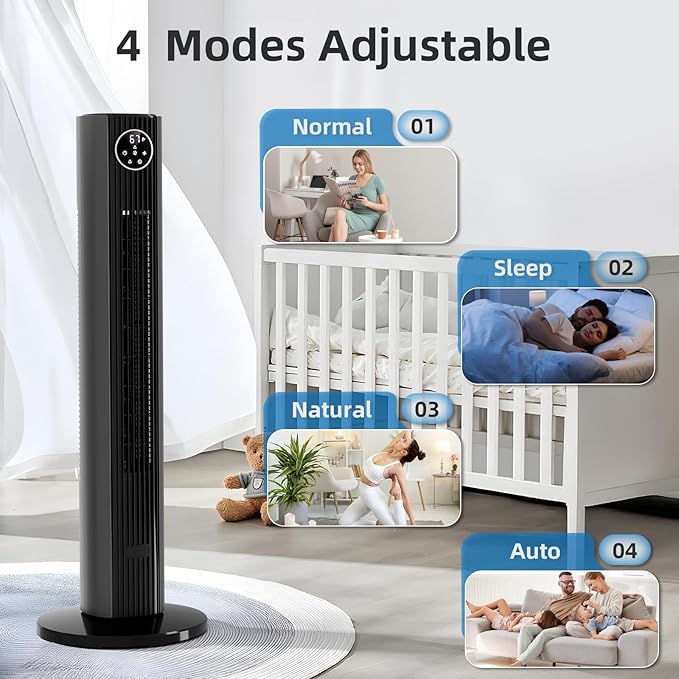Antarctic Star Tower Fan Portable Floor Fans 85°Oscillating Fan Quiet Cooling - Image 4