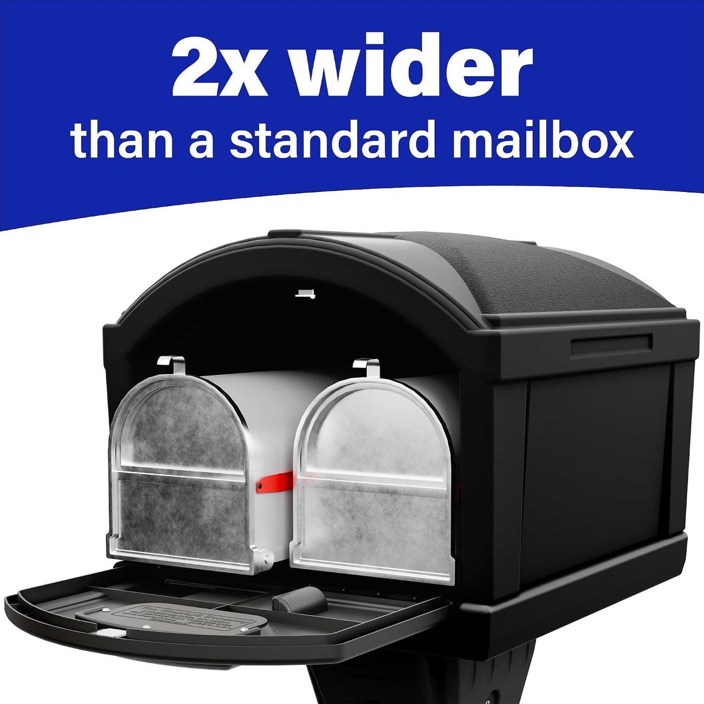 Simplay3 USPS T4 Extra Large Capacity XL Mailbox and Post Cover with Durable Double-Wall Construction, Weather-Resistant Design, Black, Made in the USA