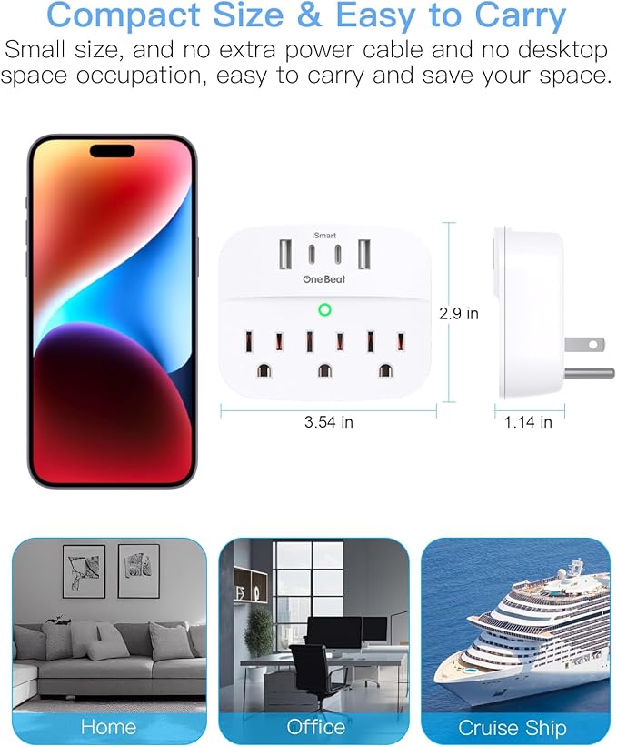 1 Pack Multi Plug Wall Outlet Splitter - Image 6