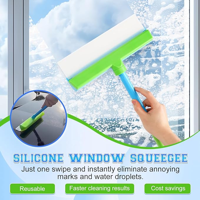 Window Cleaning Kit, Window Squeegee, Recyclable Silicone Window Squeegee Kit - Image 2