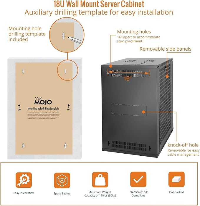 Tecmojo 18U Wall Mount Rack Network Cabinet - Image 5