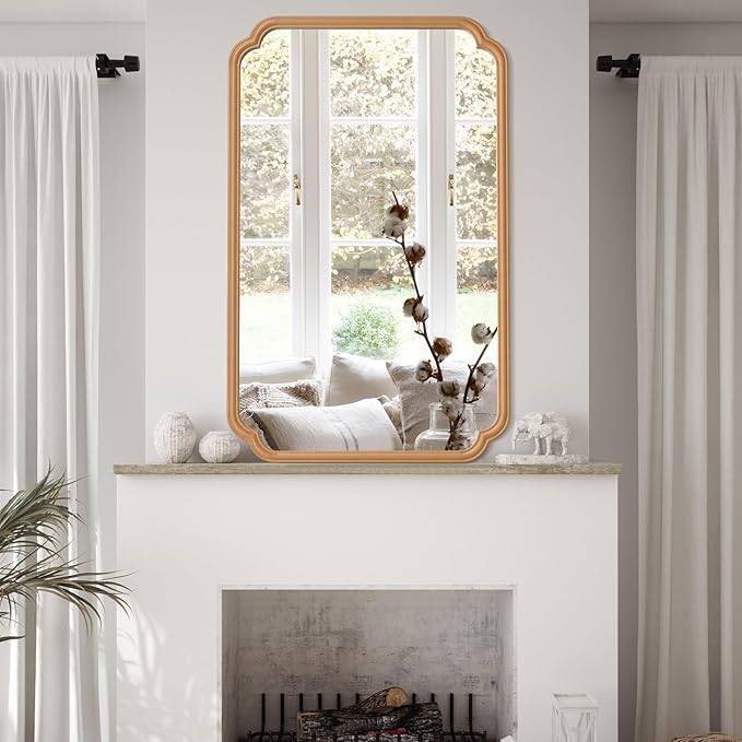 30"x48" Wood Bathroom Mirror for Wall, Large Wood Bathroom Vanity Mirror - Image 4