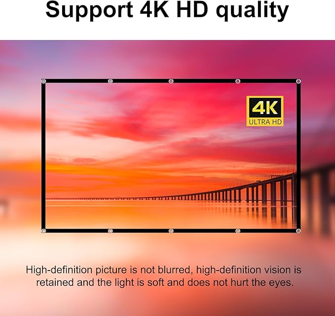 Projector Screen TOWOND 150 inch Projection Screen Indoor Outdoor Washable - Image 6