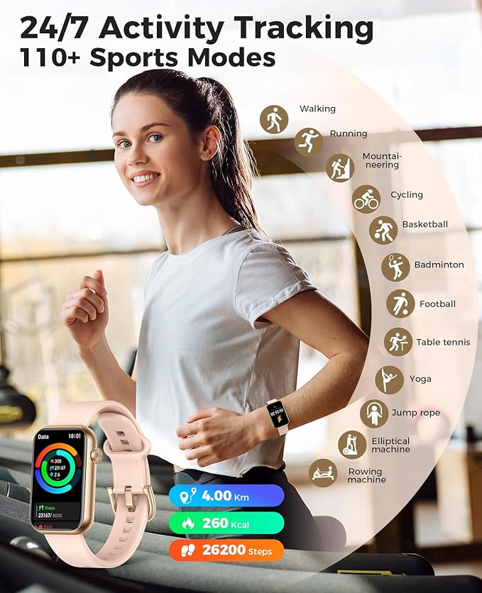 Smart Watch Fitness Tracker, 24/7 Heart Rate Spo2 Blood Pressure Monitor Sleep - Image 4
