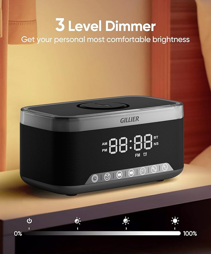 GILLIER Wireless Charging Alarm Clock Radio - Image 8