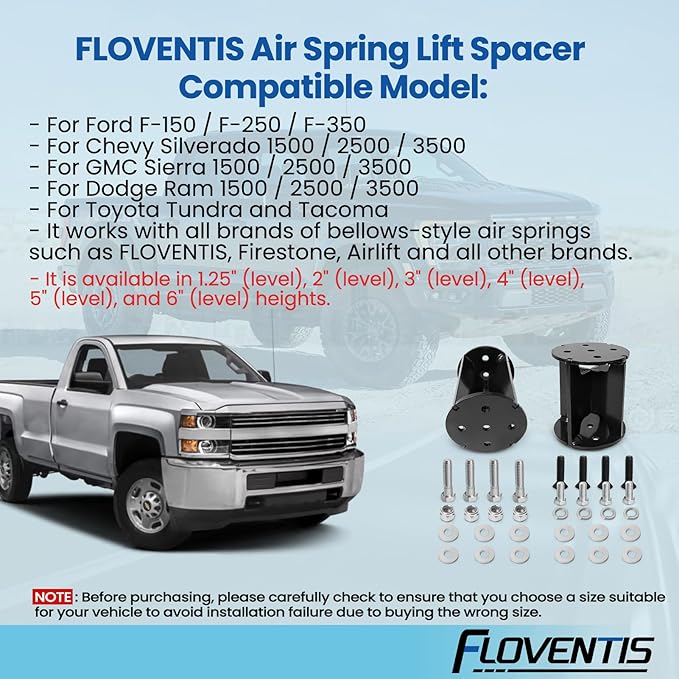 FLOVENTIS 6" Straight Air Helper Spring Spacer, Heavy-Duty Steel Compatible - Image 6