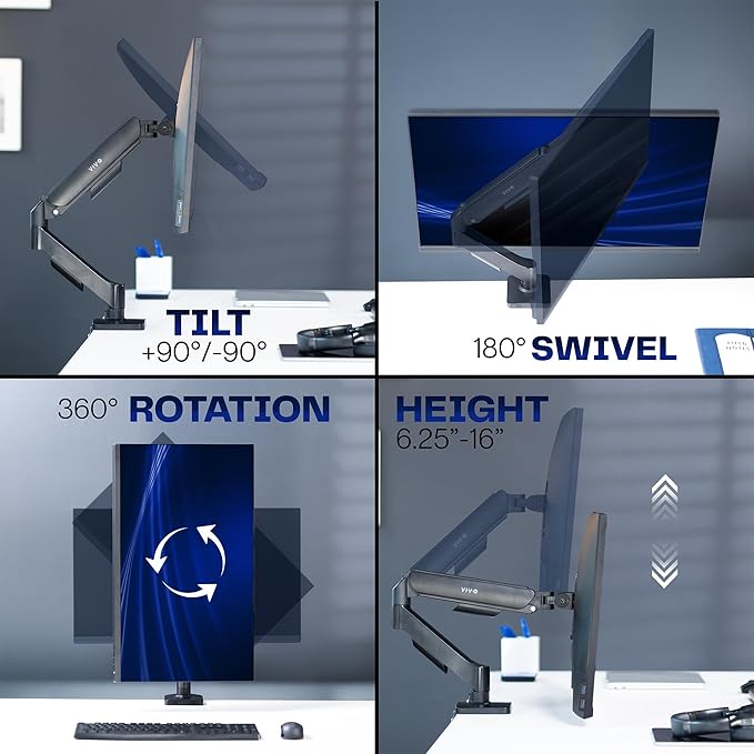 VIVO Single 17 to 32 inch Monitor Height Adjustable Counterbalance Mechanical - Image 8