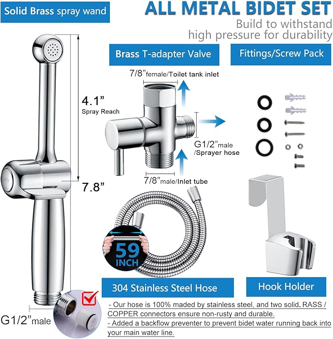 Handheld Bidet Sprayer for Toilet, Hand Held Bidet Attachment, Cloth Diaper - Image 2