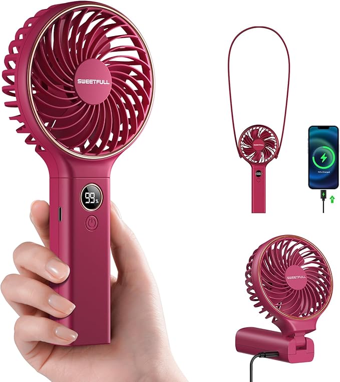 SWEETFULL Handheld Portable Fan, 5000mAh Rechargeable Battery, 6 Speed Wind by SweetFull%C2%AE