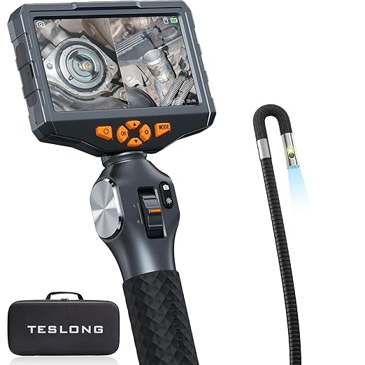 Articulating Borescope with Dual Lens Endoscope, Teslong 5-inch IPS Automotive by Teslong