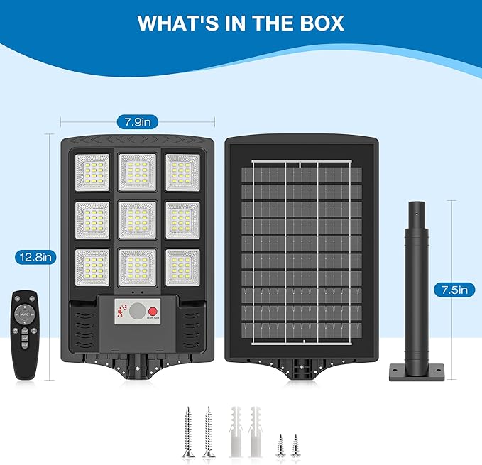 Solar Lights Outdoor, IP66 Waterproof Solar Street Lights Outdoor, 6500K LED - Image 9