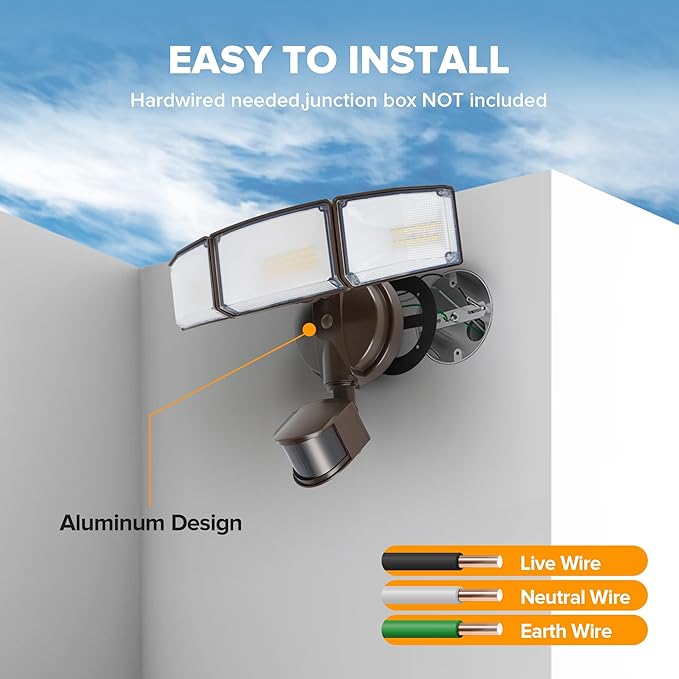 LUTEC 72W 7500LM LED Security Lights Motion Sensor Light Outdoor, 5000K Daylight - Image 9