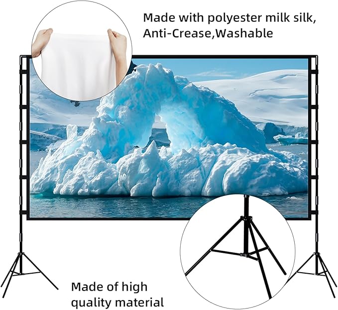 TOWOND Projector Screen with Stand, 100 inch Outdoor Projector Screen Portable - Image 6