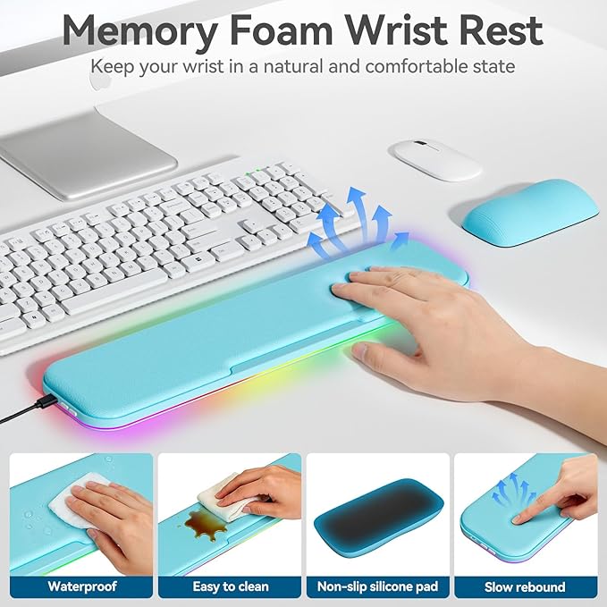 2-in-1 Heated Wrist Rest Set, Ergonomic Memory Wrist Pad - Image 6
