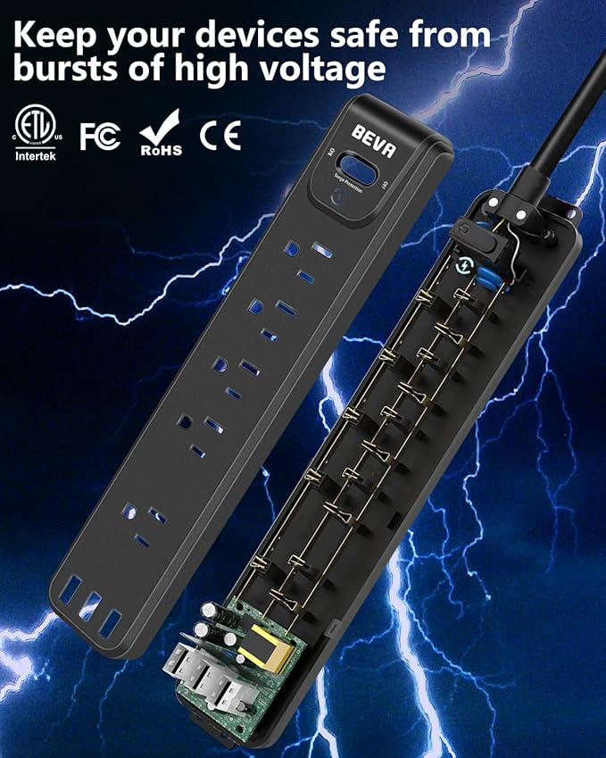 2 Pack Surge Protector Power Strip, 10FT Long Extension Cord - Image 4