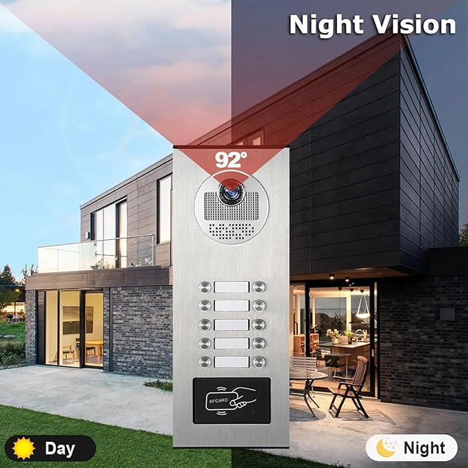 Wired Apartment Video Intercom System, 1080P HD Video Doorbell, Compatible - Image 8