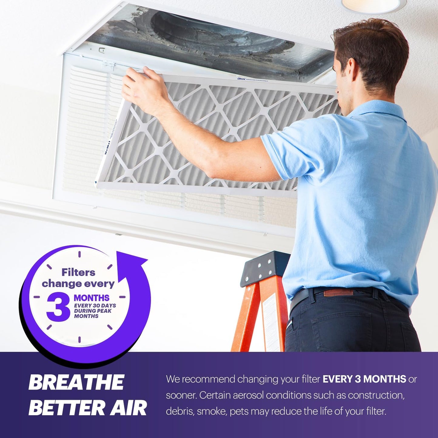 BNX TruFilter 12x24x1 Air Filter MERV 8 (6-Pack) - MADE IN USA – Dust & Pet Defense Electrostatic Pleated Air Conditioner HVAC AC Furnace Filters for Dust, Pet, Mold, Pollen MPR 600 – 700 & FPR 5