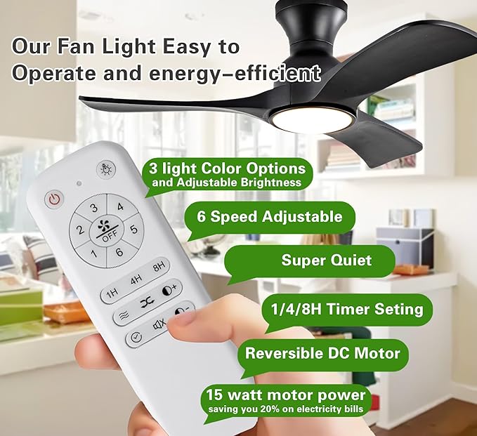 Gaizw 36 Inch Black Ceiling Fans - Image 4