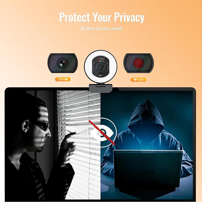 Angetube 4K Webcam with Light for PC: UHD 4K, TOF Auto Focus, Dual AI - Image 4