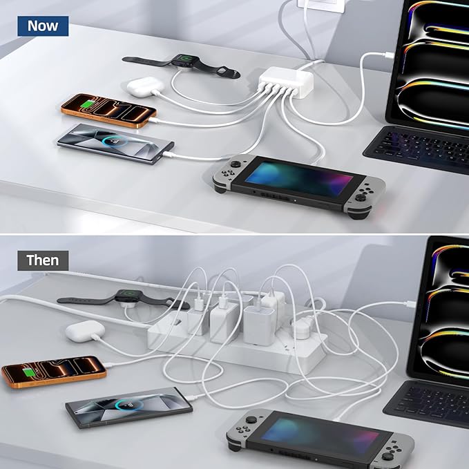 USB C Charger Block, 100W GaN 6 Port PD USB C QC USB A Wall Charger Adapter - Image 8