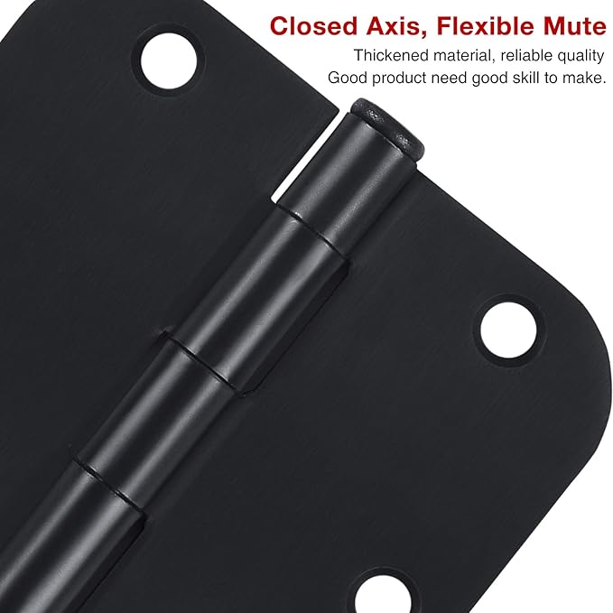 3 Pack Interior Matte Black Door Hinges Rounded 3.5 Inch x 3 1/2" Indoor Heavy - Image 5
