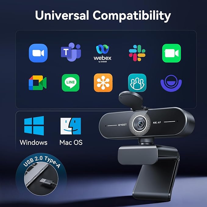 EMEET C60E 4K Webcam for Streaming & Gaming – PDAF Autofocus, Dual Mics - Image 9