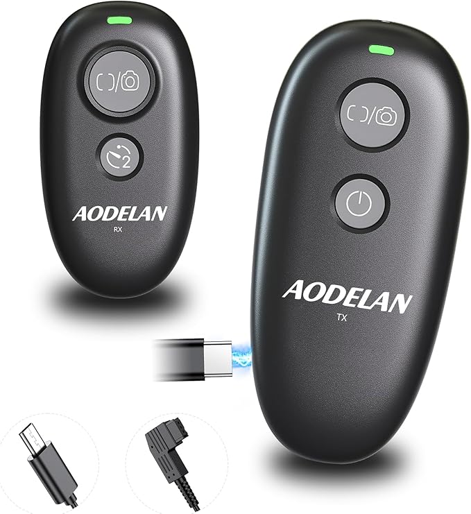 Upgraded USB-C Rechargeable Wireless Camera Remote Control Shutter Release by AODELAN